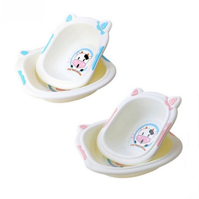 Good selling Mini size fashional cute cow infant wash tub training plastic small basin