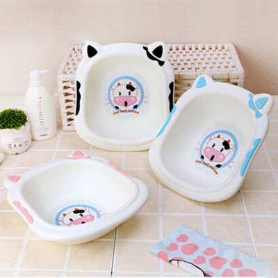 Mini size fashional cute cow plastic infant shampoo basin wholesale